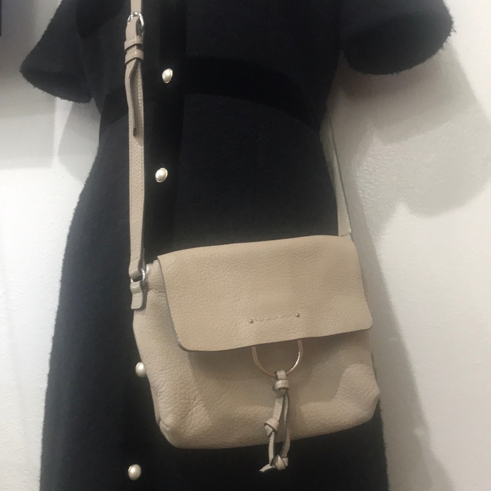 Vince Camuto beige leather crossbody shoulder bag